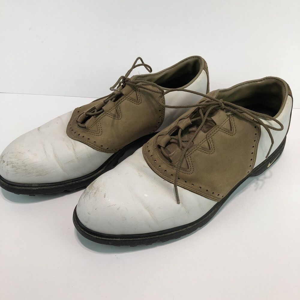 NIKE AIR Kempshall Last Saddle Golf Shoes Cleats White Leather 183208 10.5